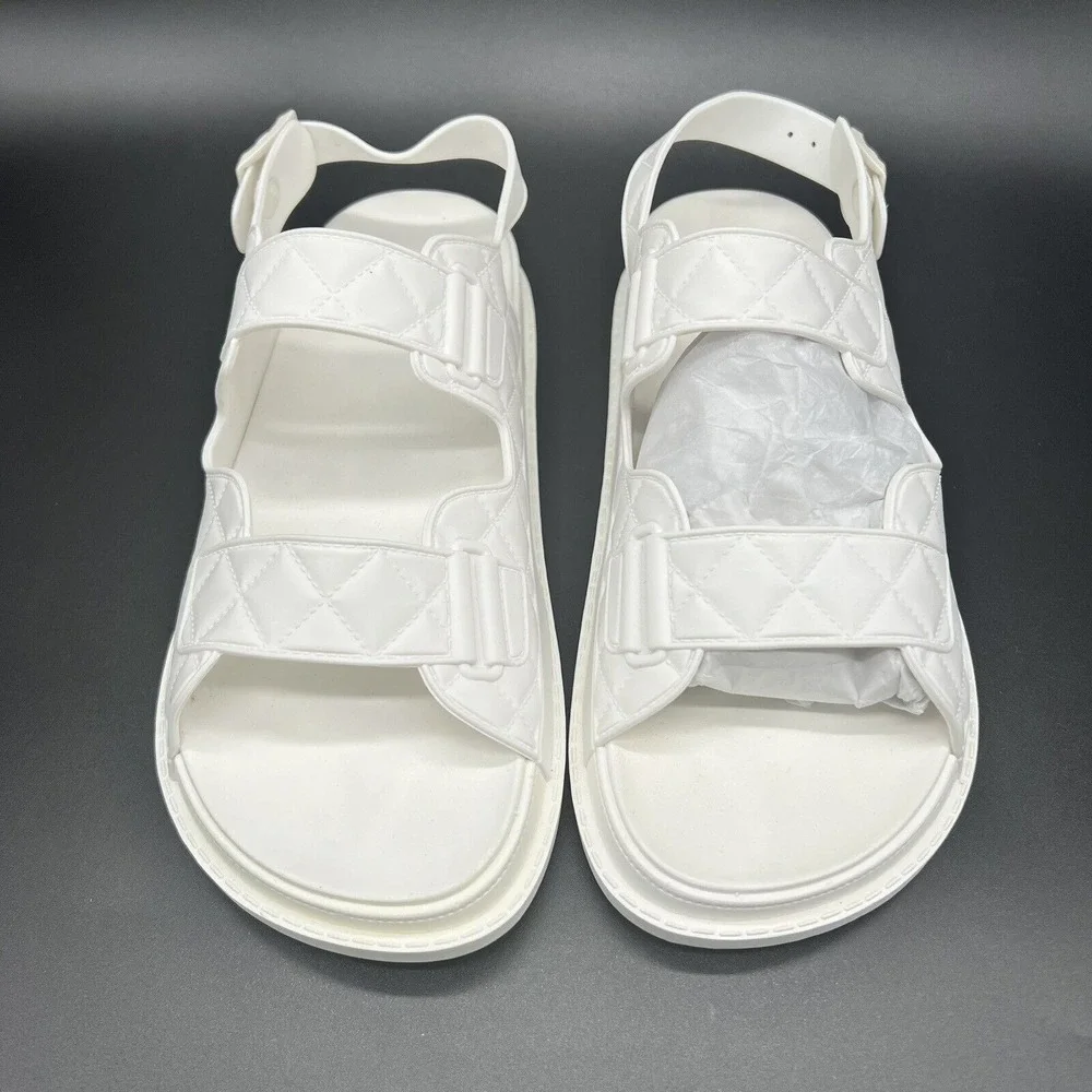 INC‎ International Concepts Liyanap White Quilted Jelly Sandals Womens 8 M